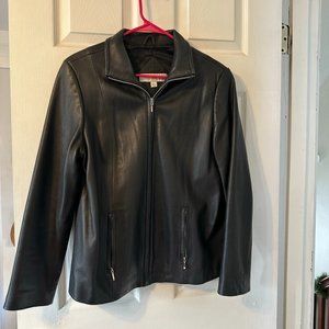 Women's Valerie Stevens Petites Black Leather Jacket Size Large